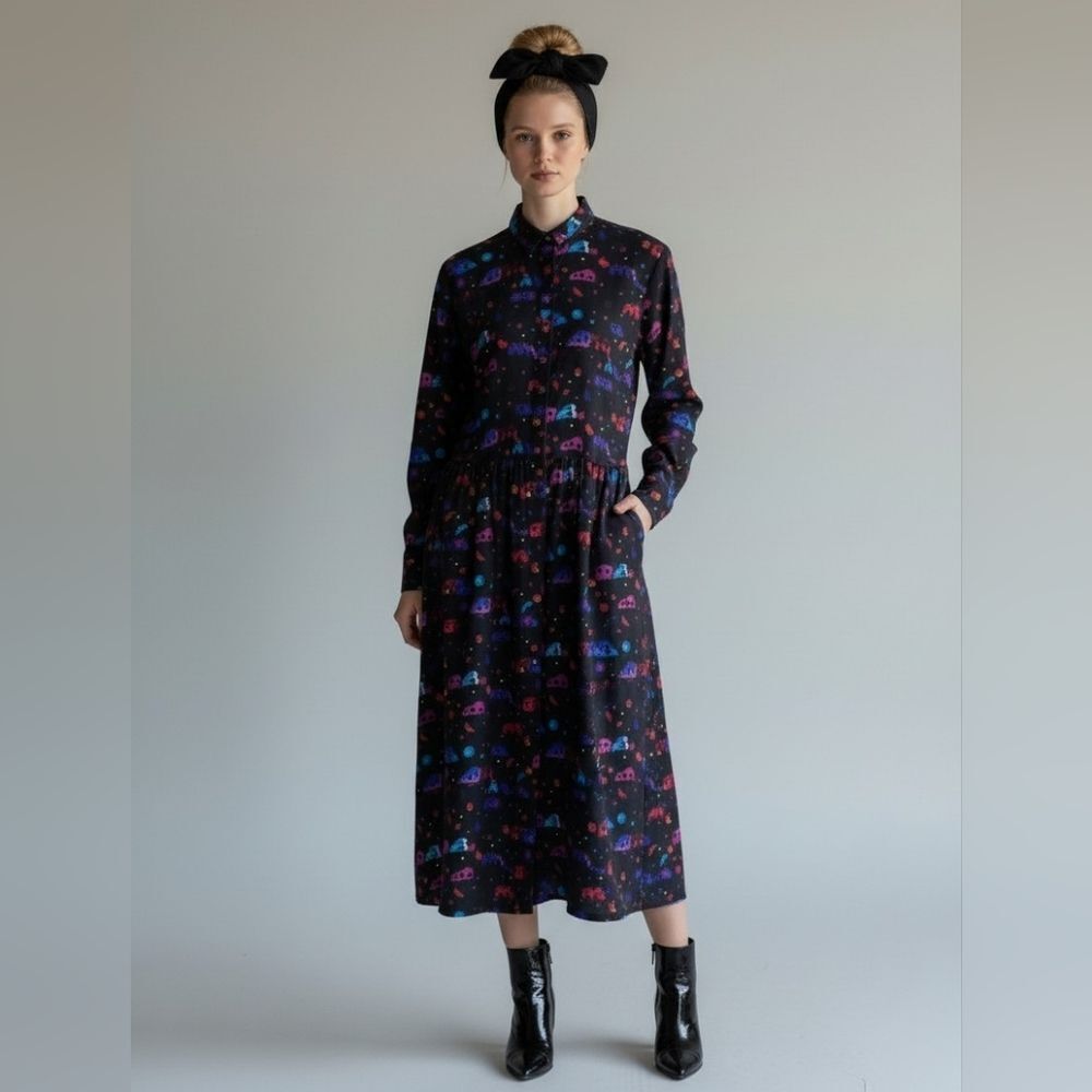 Kathryn Conover Vintage Fun Colorful Patterned Long Dress